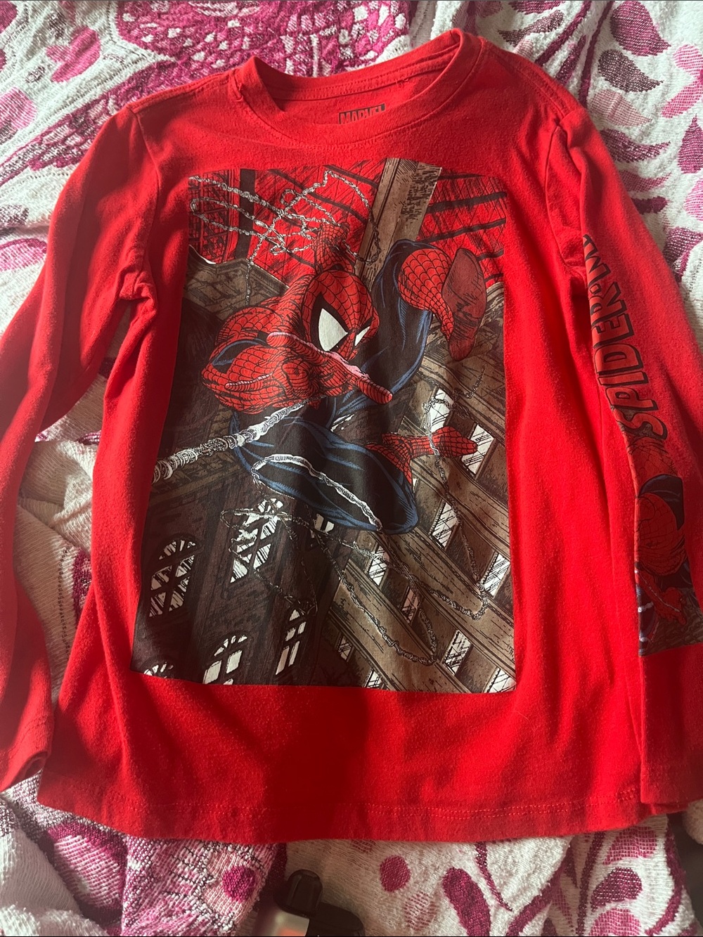 Spiderman Red Graphic Long-Sleeve Kids Tee
